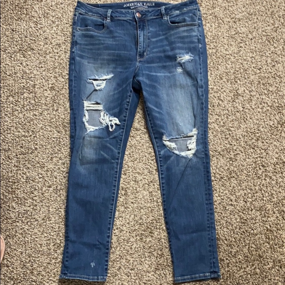 American eagle high rise distressed jegging